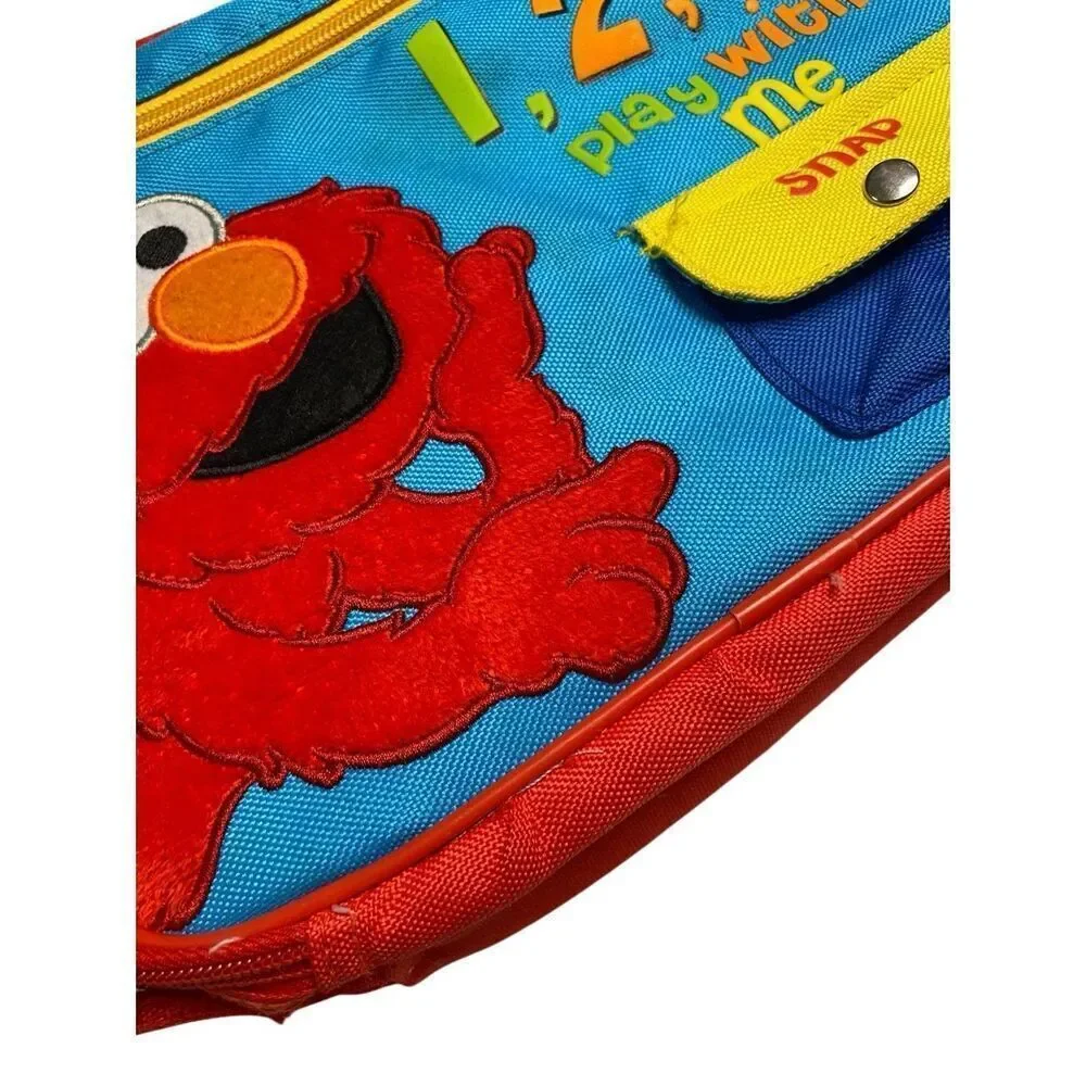 Lot of 2 Vintage Sesame Street Elmo Lunch Box Bag Stuffed Animal Plush Cartoon